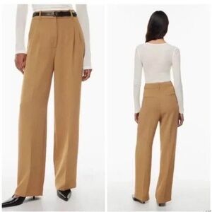 Aritzia Wilfred The Effortless Pant Tencel Linen Tan High Waisted Trousers 4